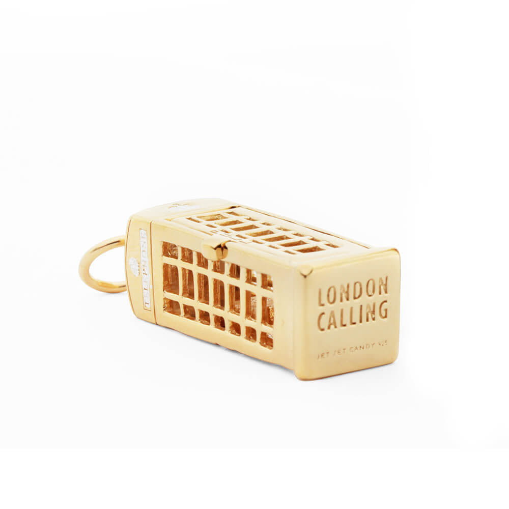 London Phone Booth Charm, Gold