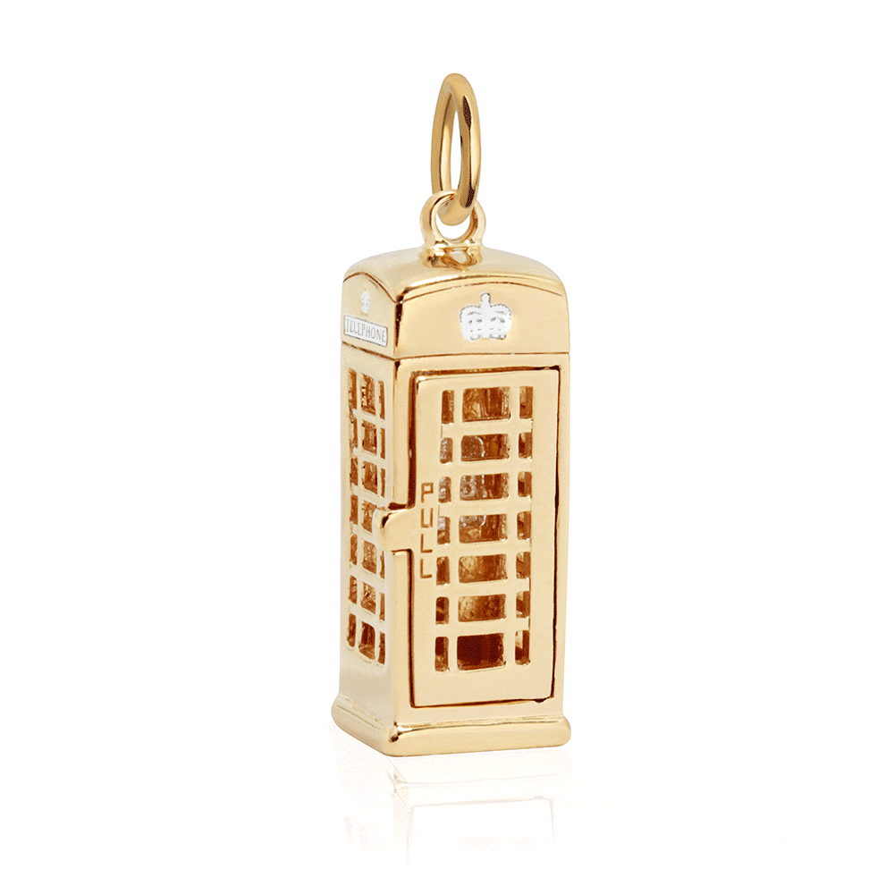 London Phone Booth Charm, Gold