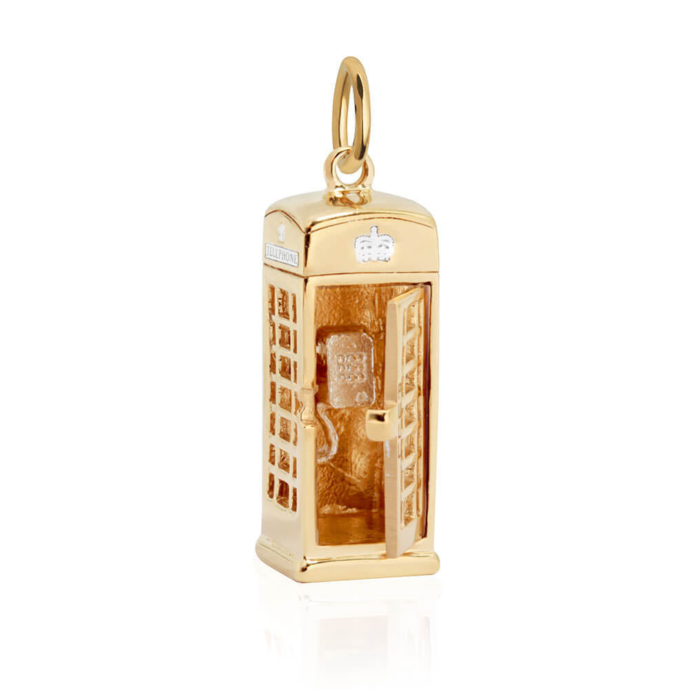 London Phone Booth Charm, Gold