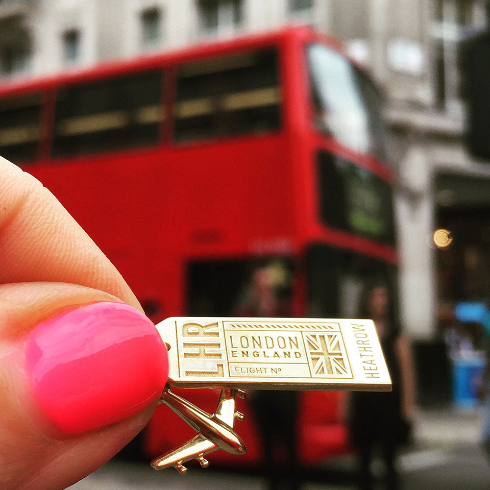 London England LHR Luggage Tag Charm Solid Gold