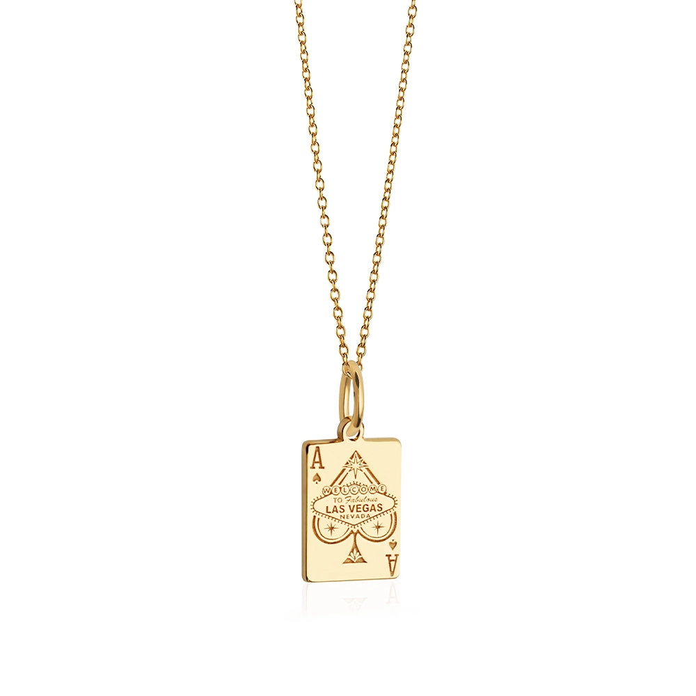 Las Vegas Mini Ace Card Necklace Gold