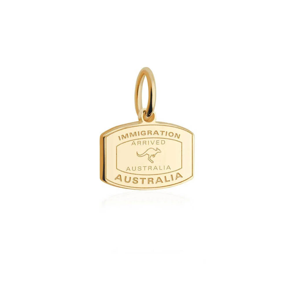 Australia Passport Stamp Charm, Gold Mini