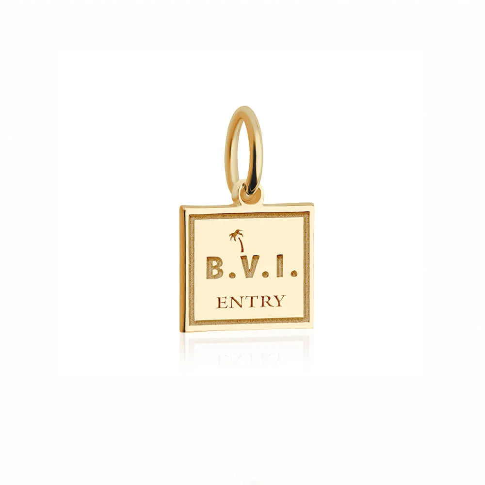 British Virgin Islands Passport Stamp Charm, Gold Mini