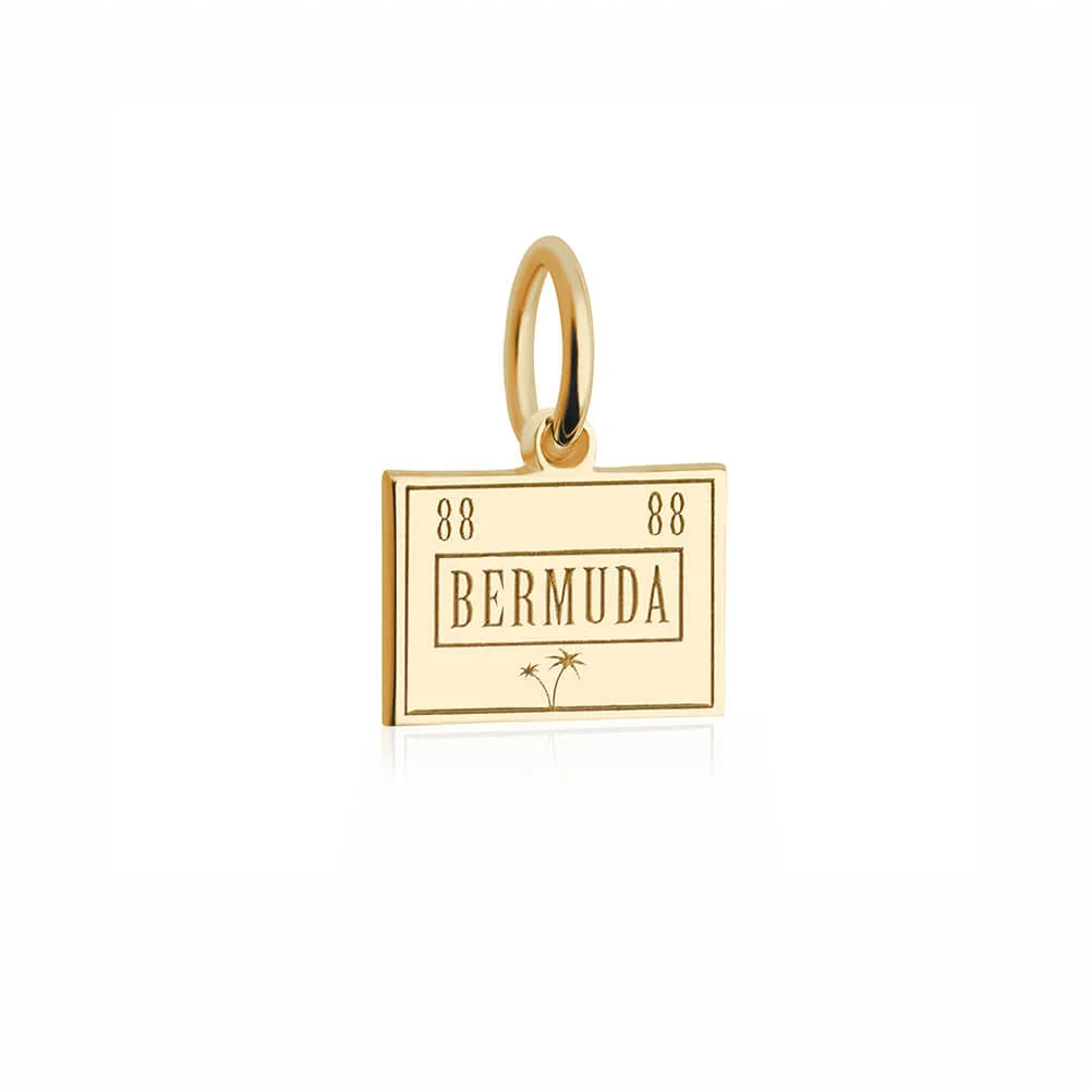Bermuda Passport Stamp Charm, Gold Mini