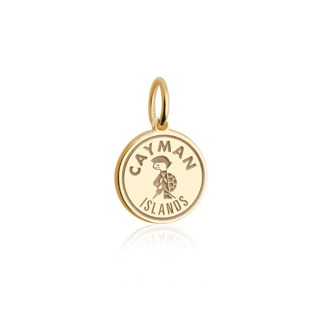 Cayman Islands Passport Stamp Charm, Gold Mini