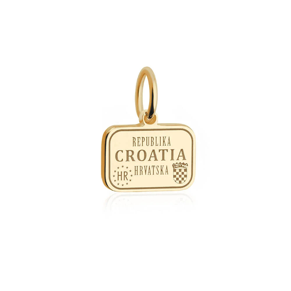 Croatia Passport Stamp Charm, Gold Mini