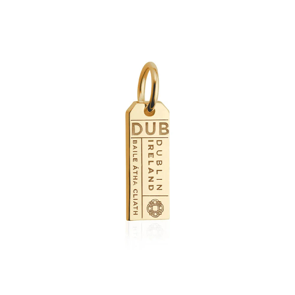 Dublin DUB Luggage Tag Charm, Gold Mini