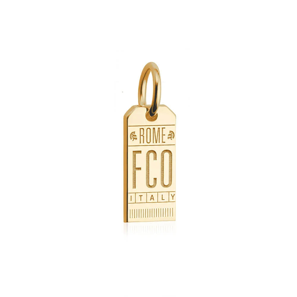 Rome FCO Luggage Tag Charm, Gold Mini