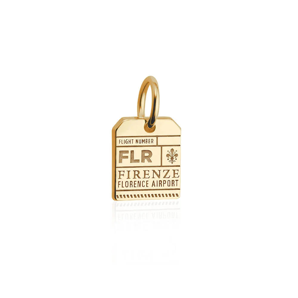 Florence FLR Luggage Tag Charm, Gold Mini