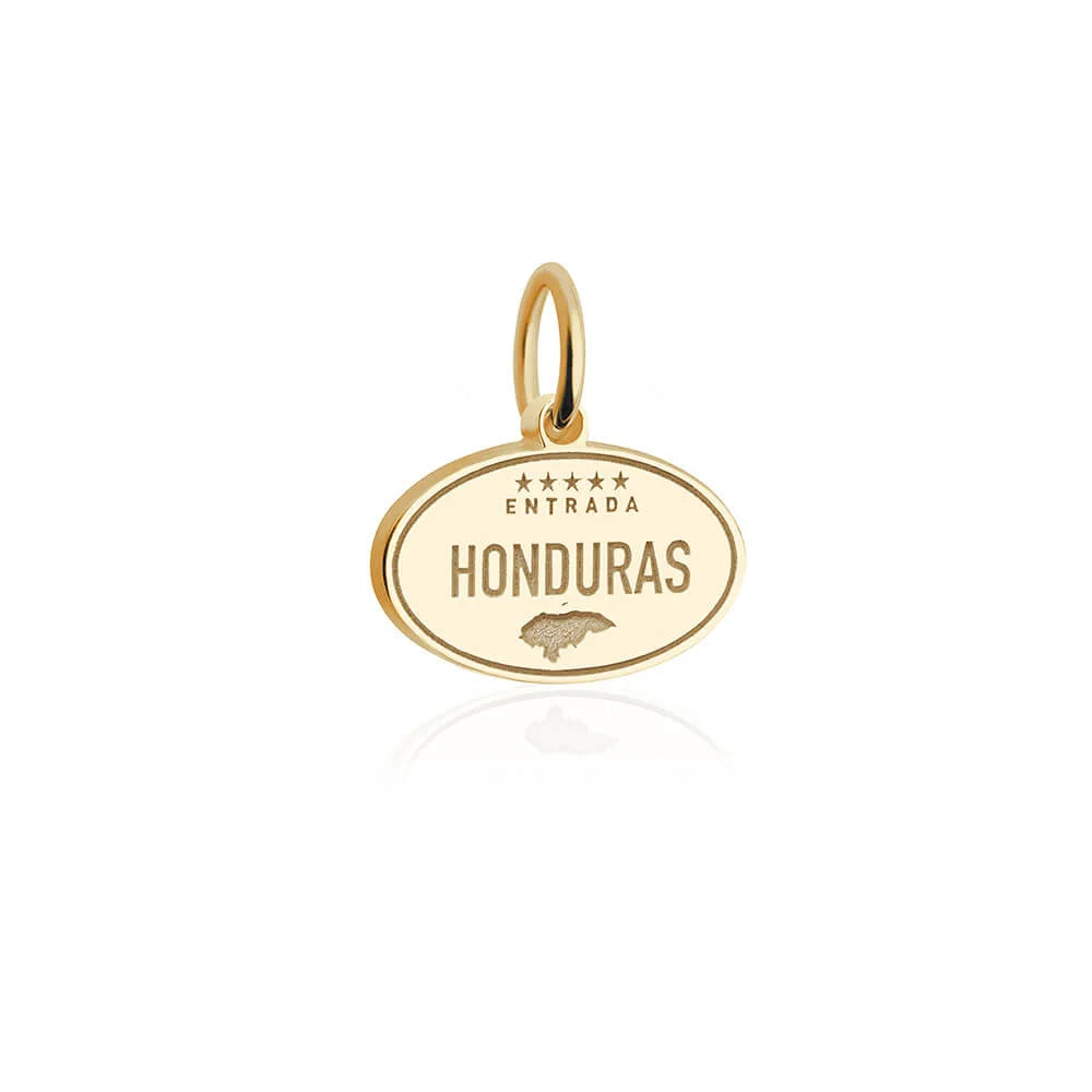 Honduras Passport Stamp Charm, Gold Mini
