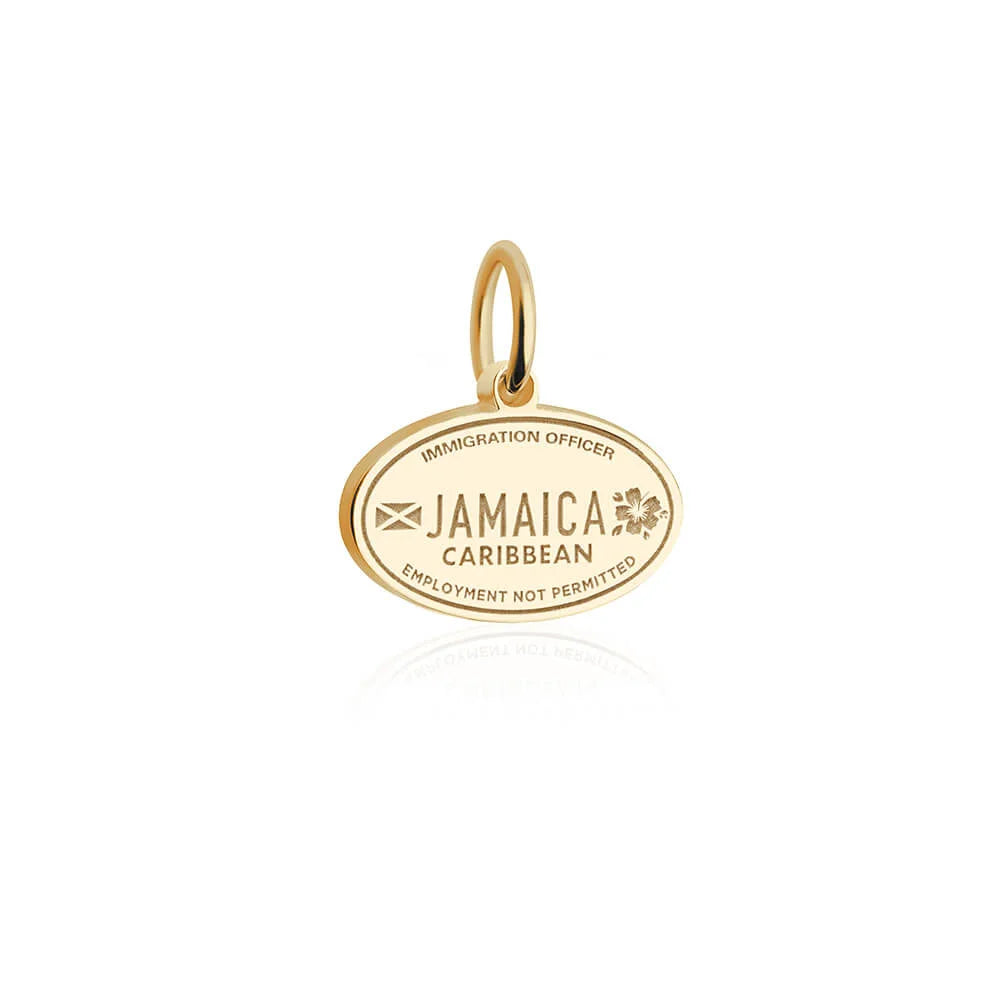 Jamaica Passport Stamp Charm, Gold Mini