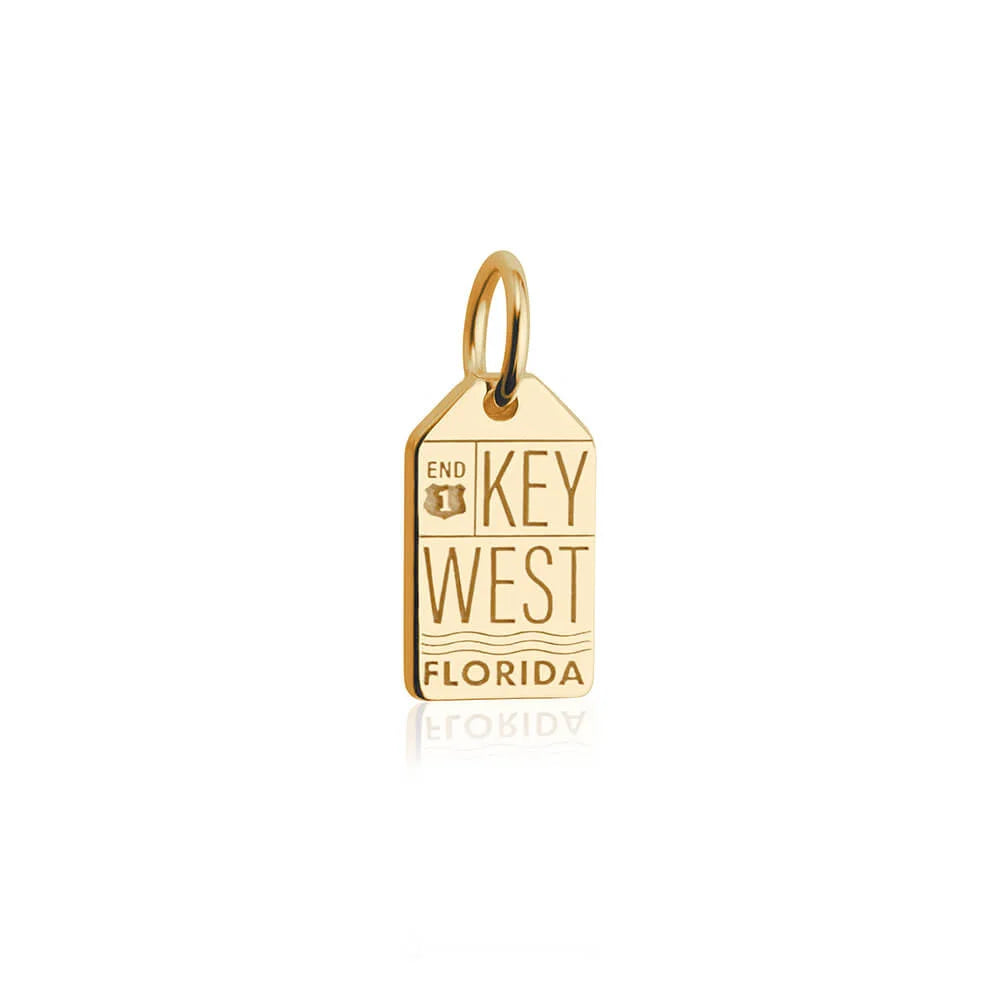 Key West Luggage Tag Charm, Gold Mini