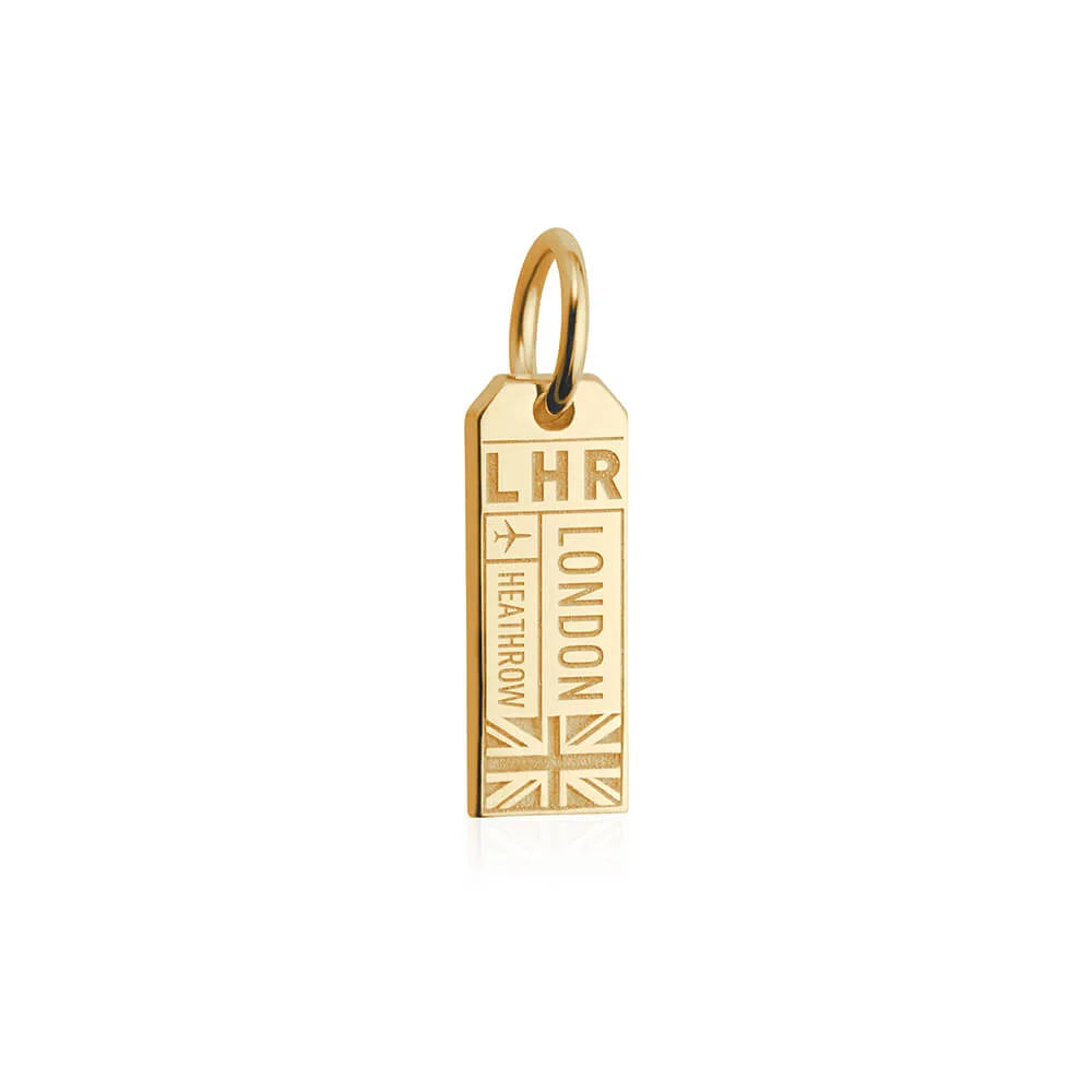London England LHR Luggage Tag Charm,Solid Gold Mini