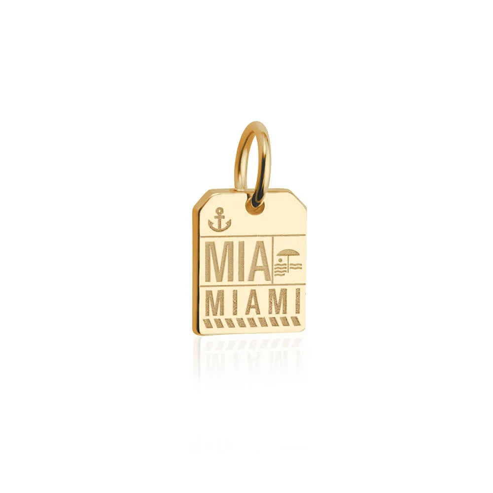 MIA Miami Luggage Tag Charm, Gold Mini