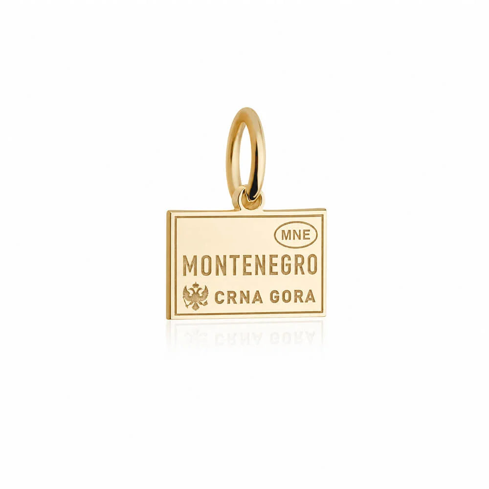Montenegro Passport Stamp Charm, Gold Mini