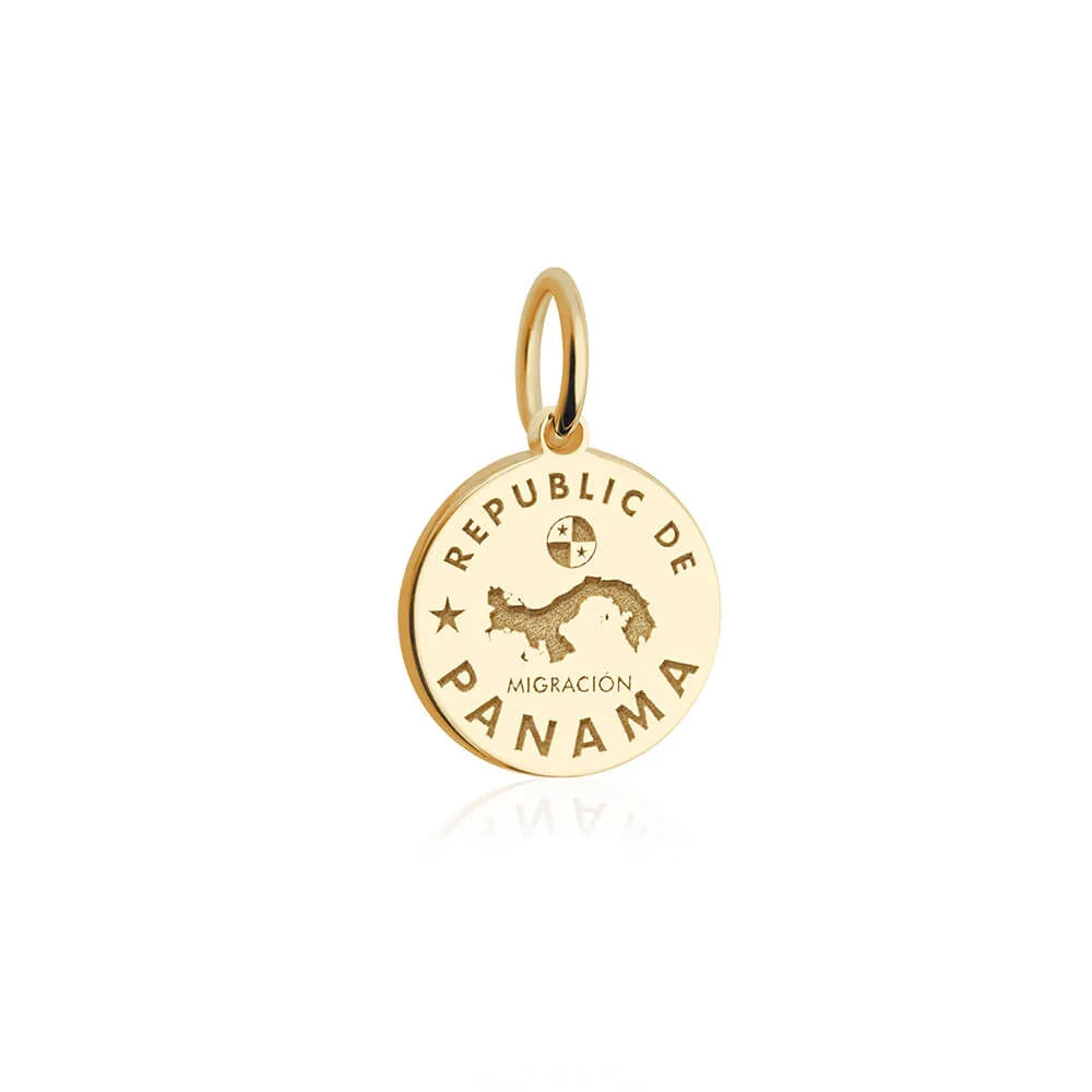 Panama Passport Stamp Charm, Gold Mini