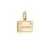 Portugal Passport Stamp Charm, Gold Mini