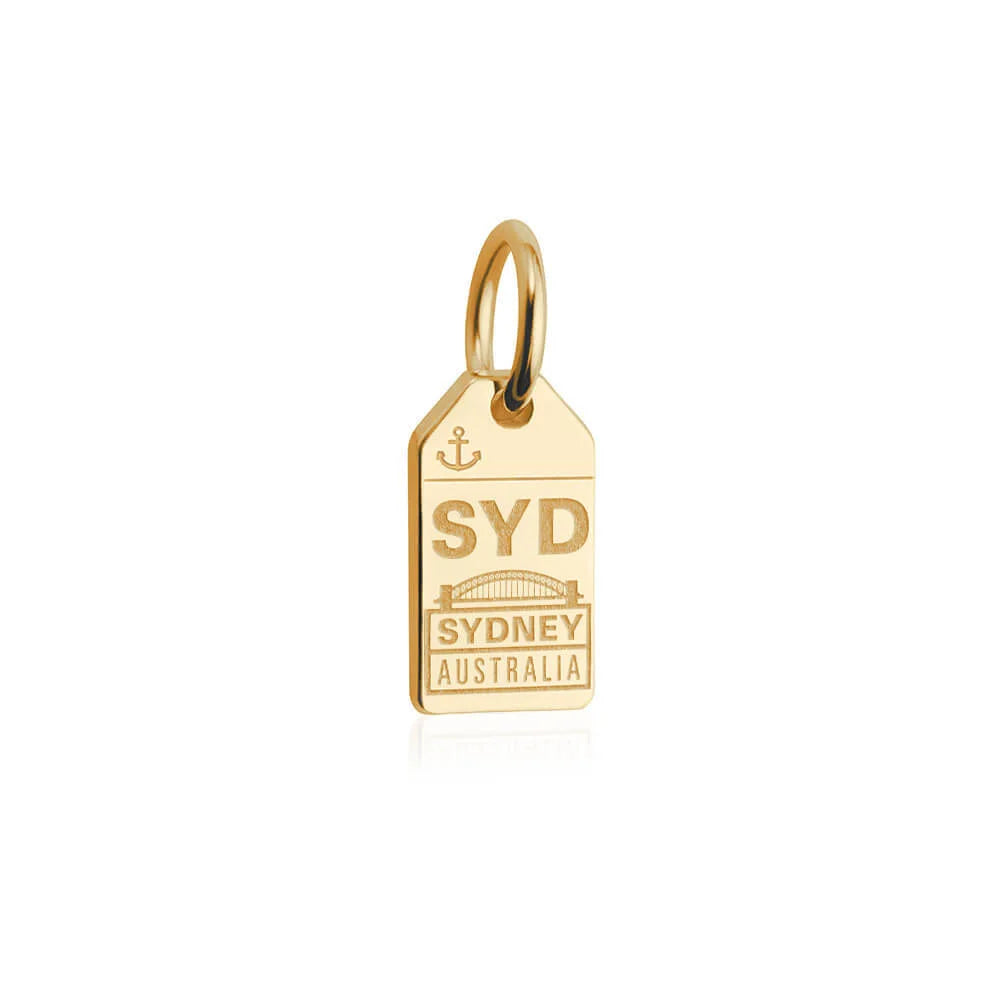 Sydney Australia SYD Luggage Tag Charm, Gold Mini