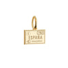 Spain Passport Stamp Charm, Gold Mini