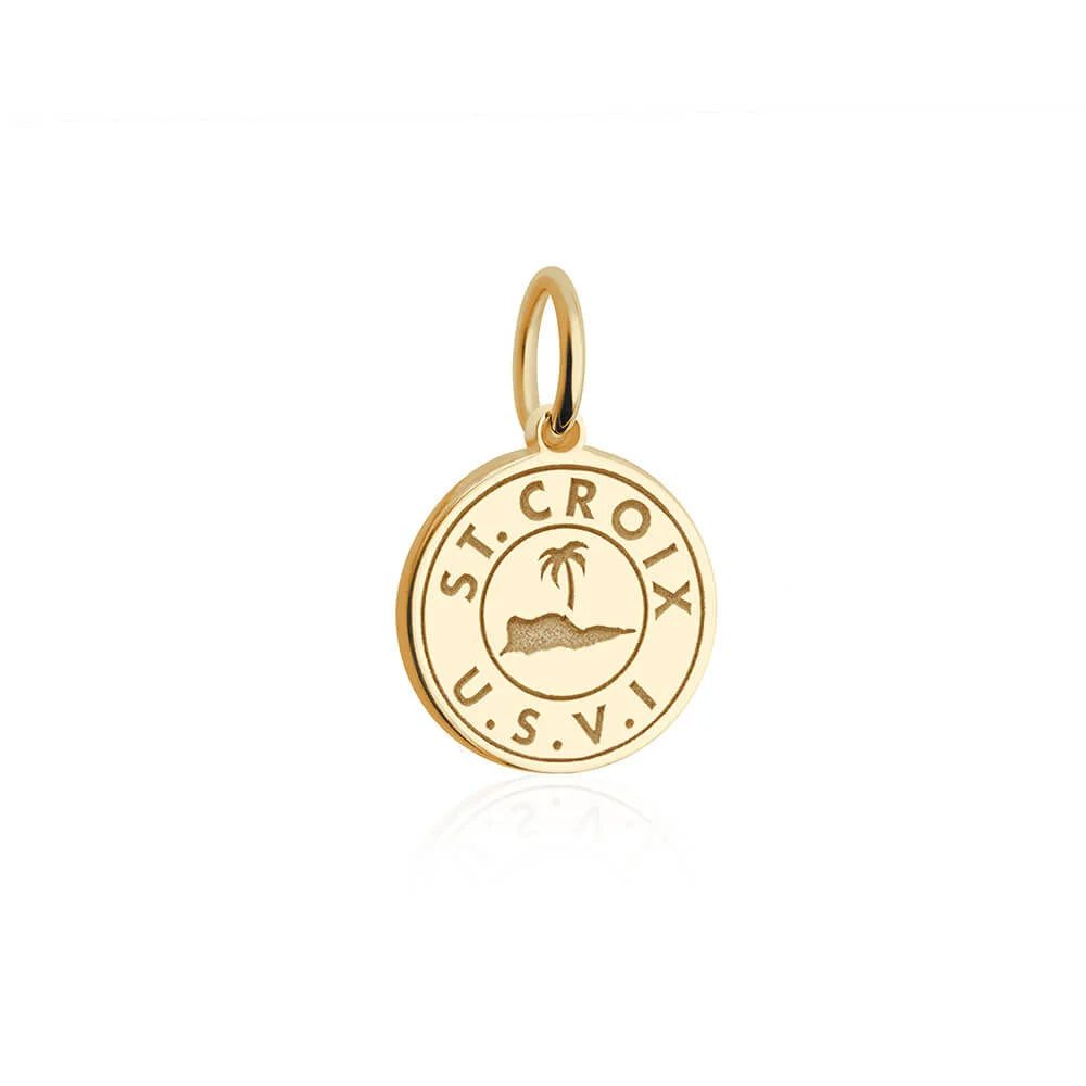 St. Croix Passport Stamp Charm, Gold Mini