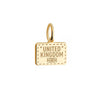 United Kingdom Passport Stamp Charm, Gold Mini