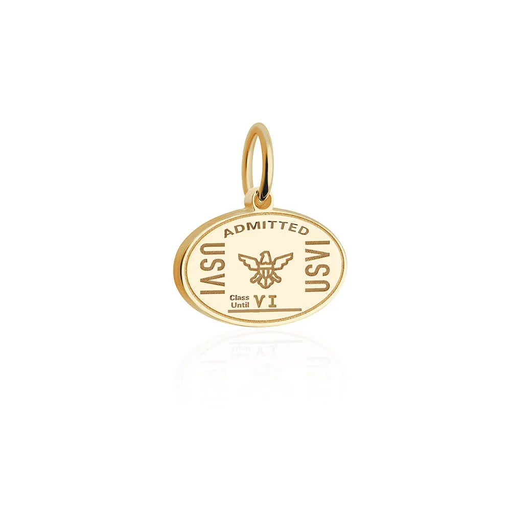 United States Virgin Islands Passport Stamp Charm, Gold Mini