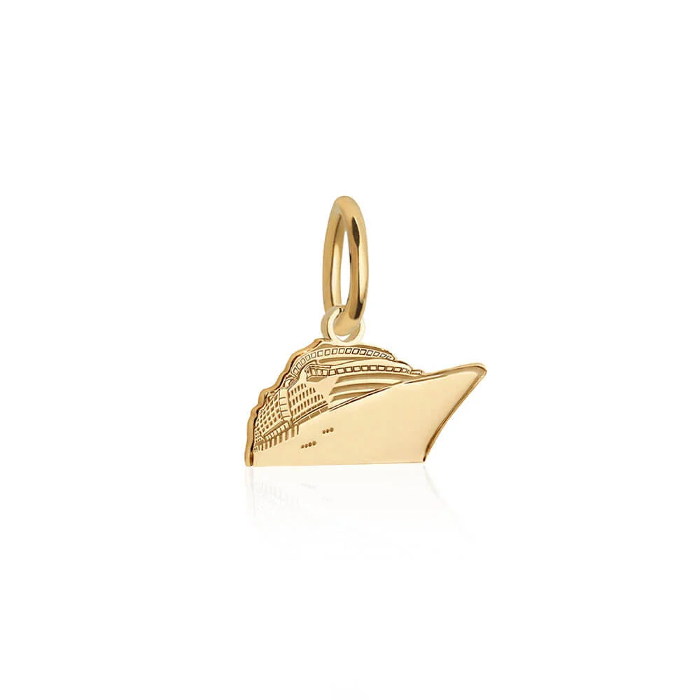 Cruise Ship Charm, Gold Mini