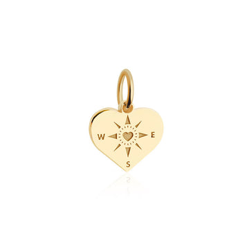 Compass Heart Mini Charm, Gold