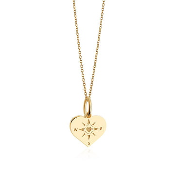 Compass Heart Necklace, Gold