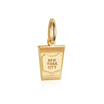 New York City Coffee Cup Charm, Solid Gold Mini