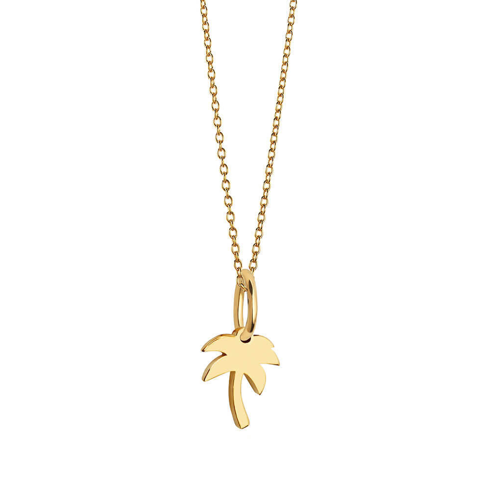 Palm Tree Mini Charm Necklace, Gold
