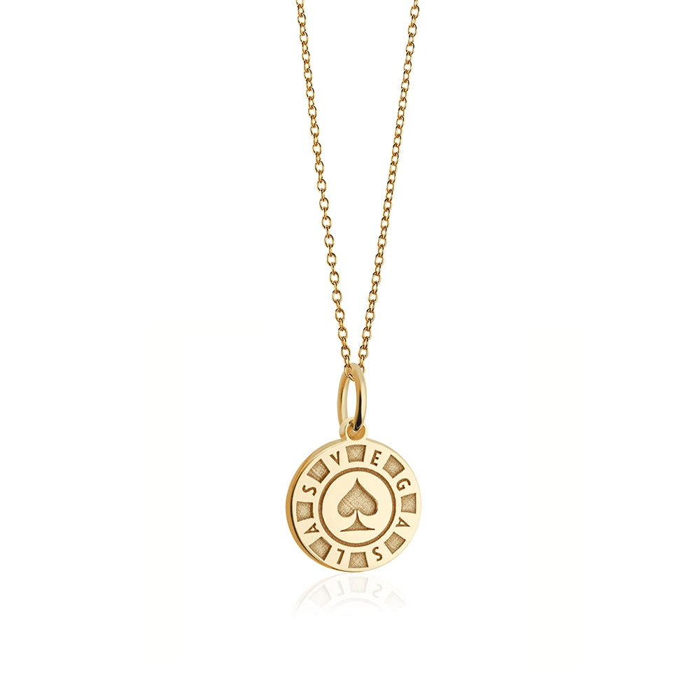 Las Vegas Mini Poker Chip Necklace Gold
