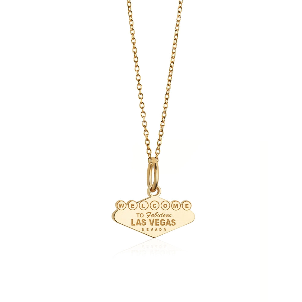 Welcome to Vegas Mini Charm Necklace Gold