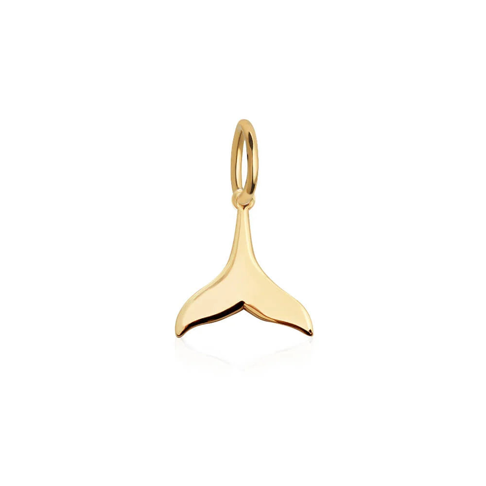 Orca Whale Tail Charm, Gold Mini