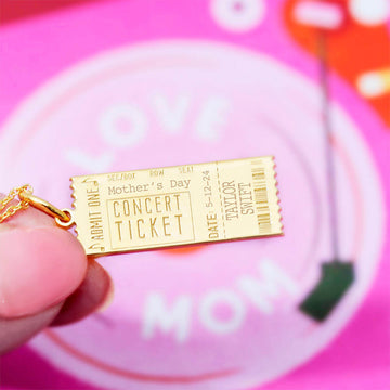 Concert Ticket Customizable Charm Silver