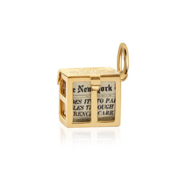 New York Newspaper Charm, Solid Gold