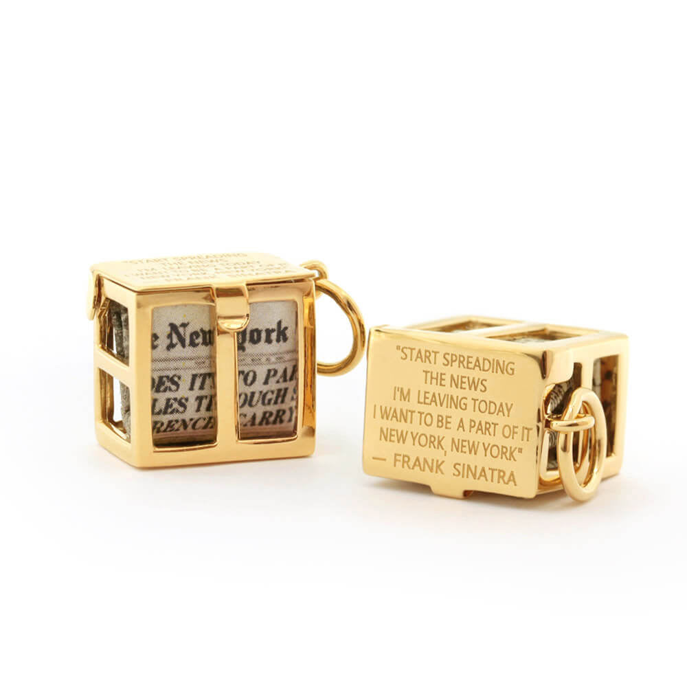 New York Newspaper Charm, Gold