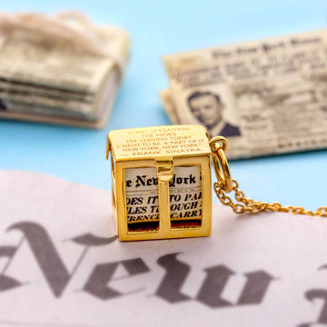 New York Newspaper Charm, Solid Gold