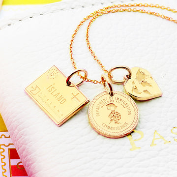 Passport Stamp Charm, Solid Gold