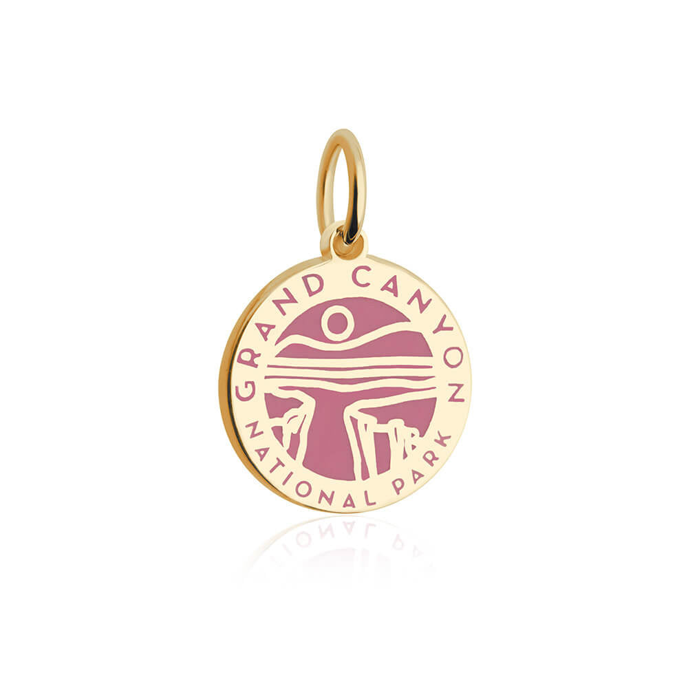 gold vermeil solid gold pink enamel grand canyon charm