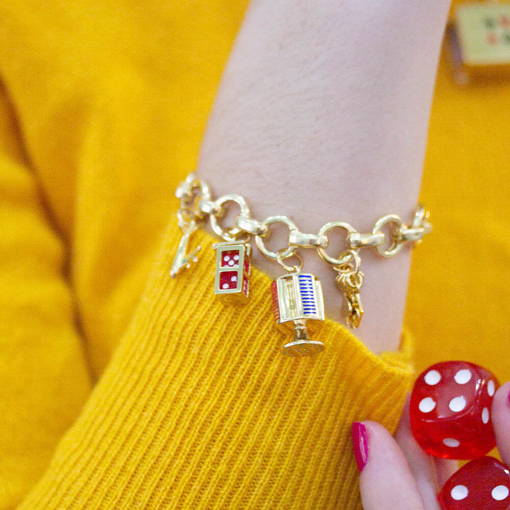 Red Dice Charm | Dice Cage Casino Charm | 14K Solid Gold – JET SET