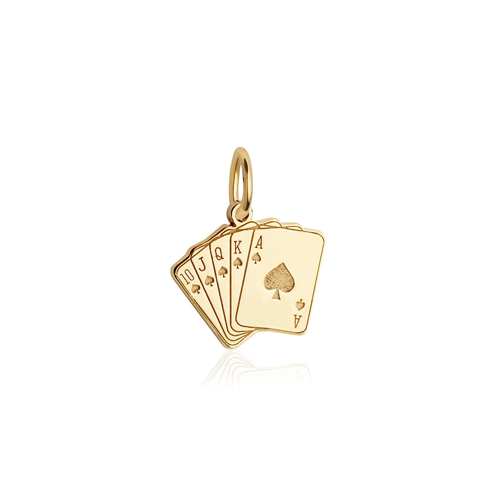 Las Vegas Royal Flush Cards Charm, Gold