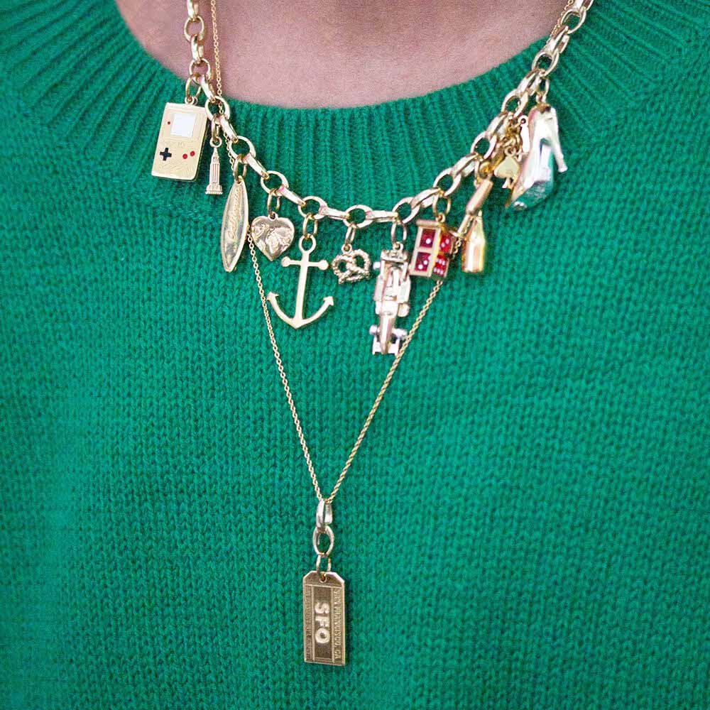 Infinity Link Charm Necklace, Slim Gold