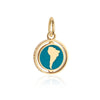 South America Continent Spinner Charm, Solid Gold, Teal Enamel