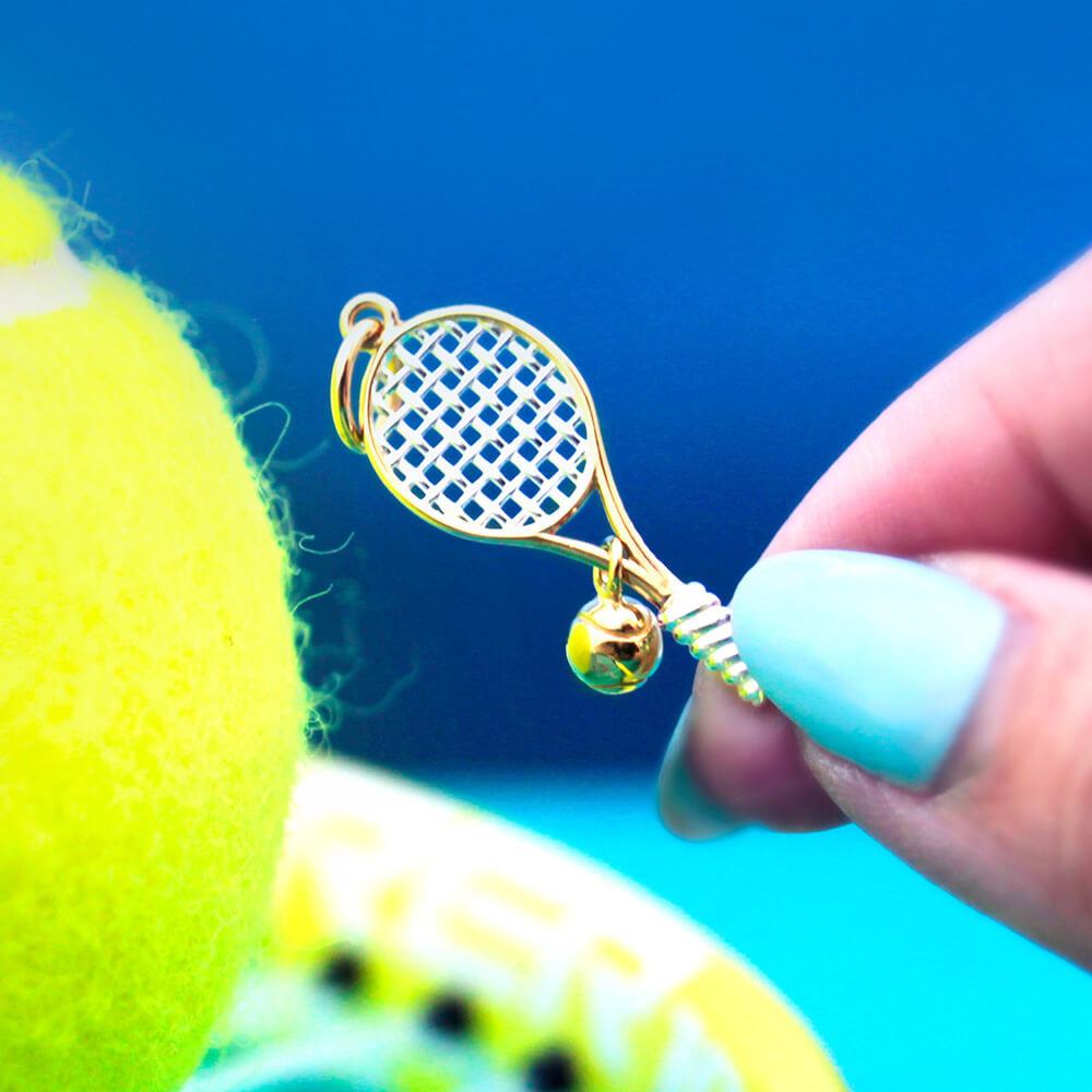 Gold two toned tennis racquet charm