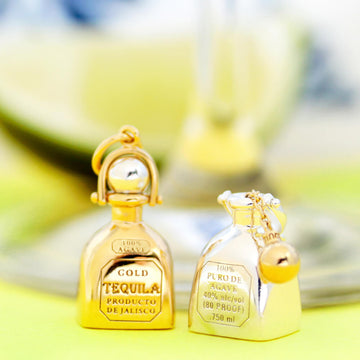 Two-Tone Tequila Bottle Charm Solid Gold