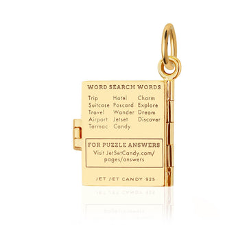 Travel Games Book Charm, Solid Gold