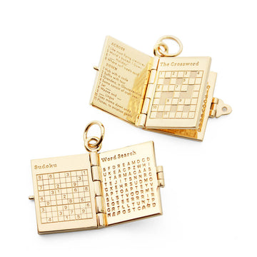 Travel Games Book Charm, Solid Gold