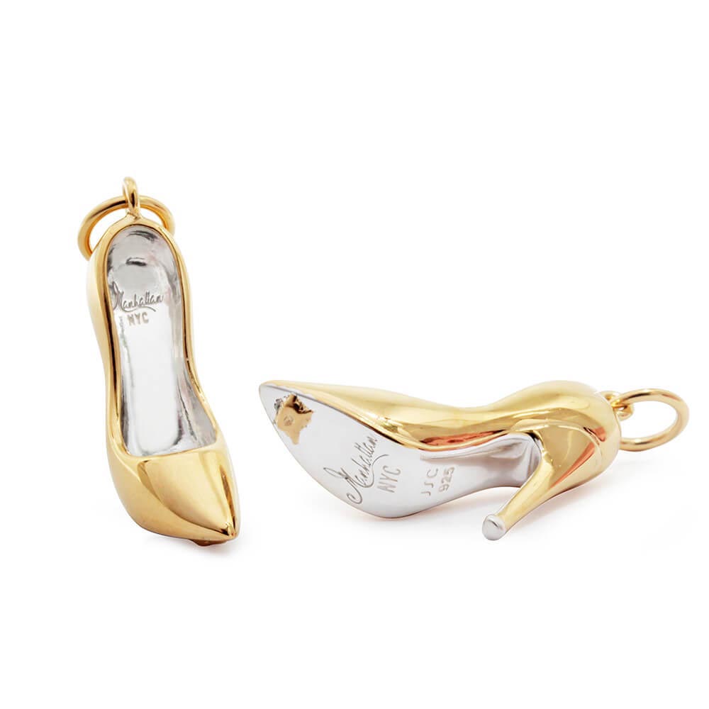 Manhattan New York Stiletto Shoe Charm, Gold