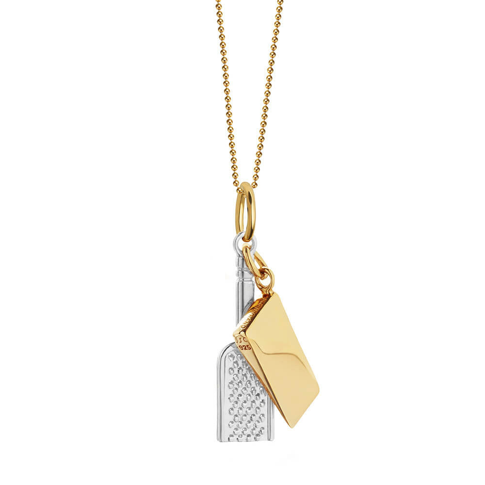Parmesan Cheese & Grater Charm Italy Two Tone